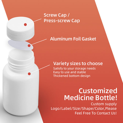 80ml 100ml 150ml Hdpe İlaç Şişesi, Vidalı Kapaklı Boş Plastik Kapsül Kabı