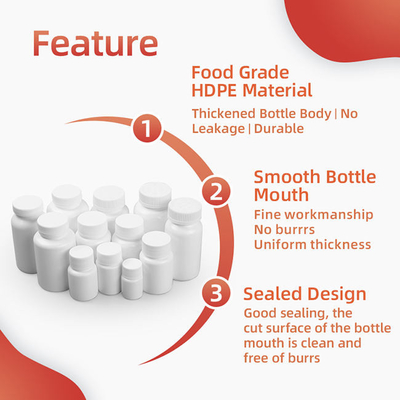 80ml 100ml 150ml Hdpe İlaç Şişesi, Vidalı Kapaklı Boş Plastik Kapsül Kabı