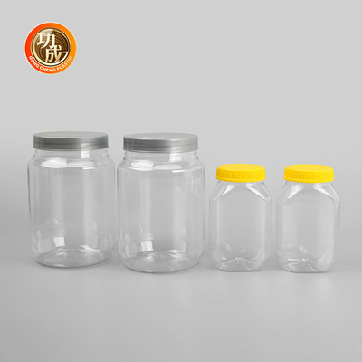 Büyük Şeffaf Plastik Reçel Şişesi Şeker Plastik Vidalı Üst Konteynerler