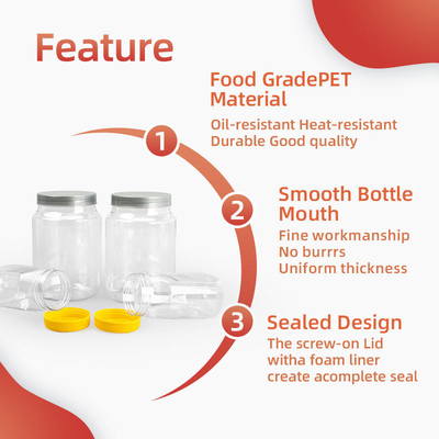 Gıda Sınıfı Şeffaf Plastik Reçel Şişesi 500ml 2000ml Pet Kurabiye Kavanozu
