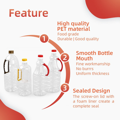 Gıda Sınıfı Ayçiçek Yağı 1 Litre Şişe Saplı Şeffaf Plastik Sirke Şişesi